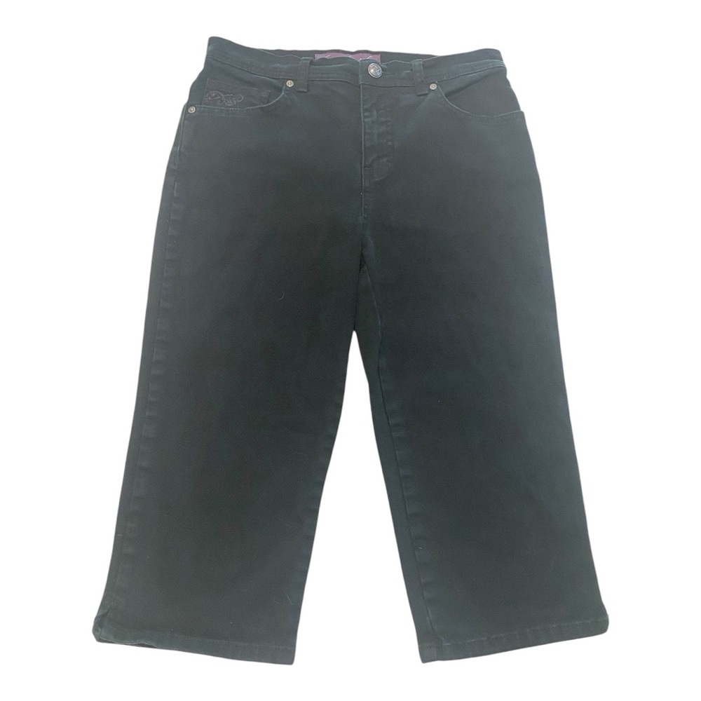 Gloria Vanderbilt Amanda Black Jeans Back Pocket Flaps Capri Sz 8P HSH